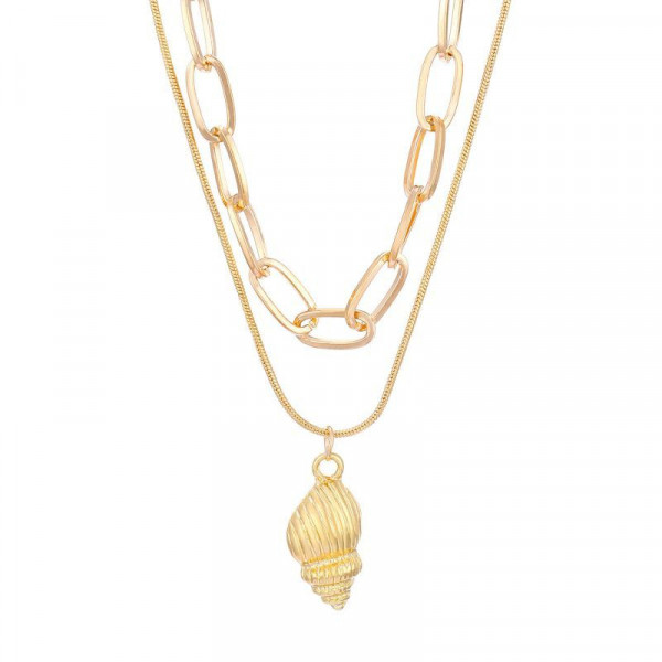 Двойная золотистая цепочка с подвеской в форме цветка CJL30147