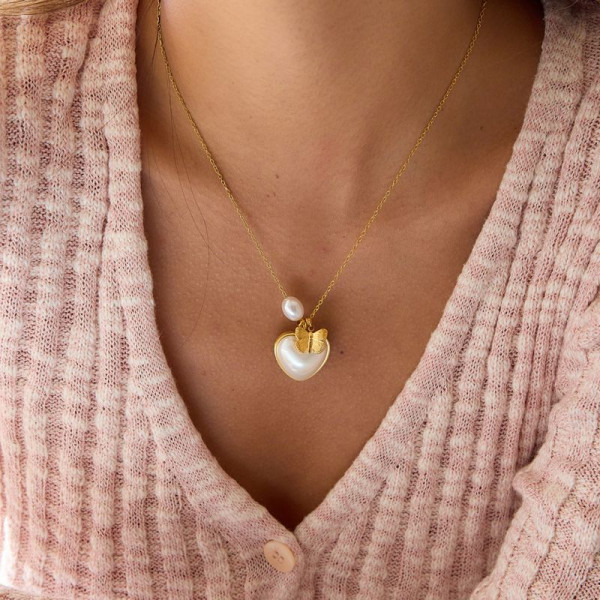 Цепочка с комбинированной подвеской из жемчуга и металла CJR89196