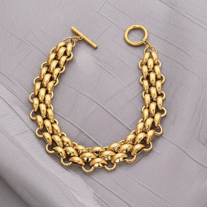 Браслет массивного плетения с оригинальным замком тогл J11108CJJ