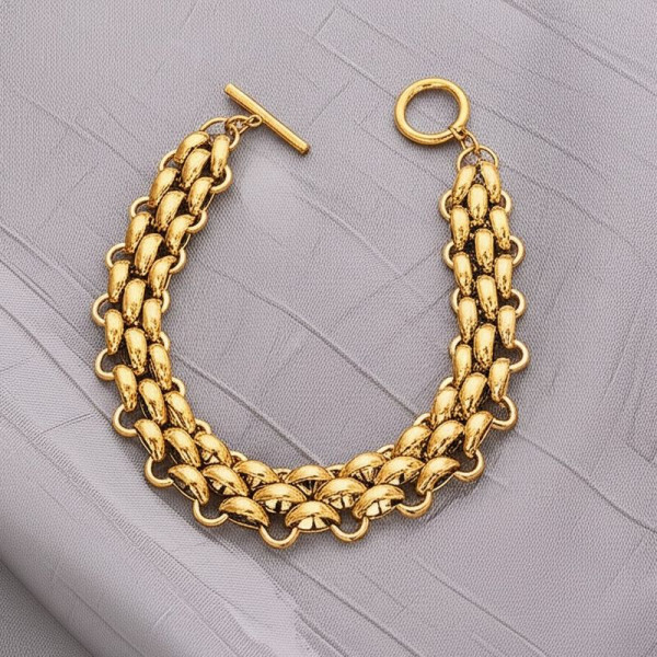 Браслет массивного плетения с оригинальным замком тогл J11108CJJ