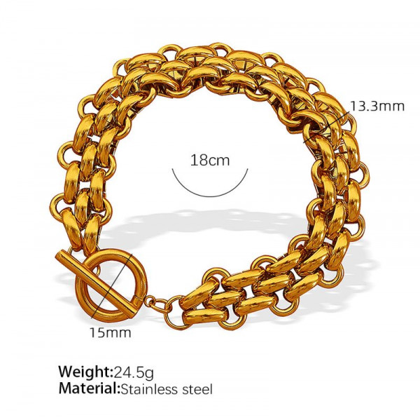 Браслет массивного плетения с оригинальным замком тогл J11108CJJ