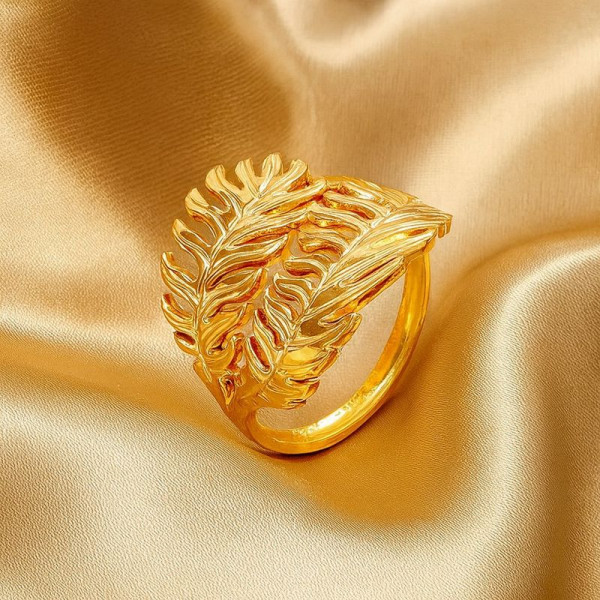 Кольцо титановая сталь напыление золотом 1J12371CJJ