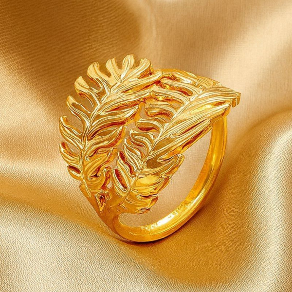 Кольцо титановая сталь напыление золотом 1J12371CJJ