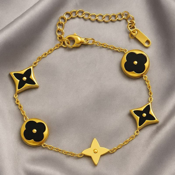 Браслет с подвесками четырехлистниками и темной эмалью 1J12158CJJ