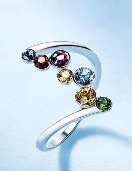 Незамкнутое кольцо «Звездный путь» с разноцветными камнями M13346