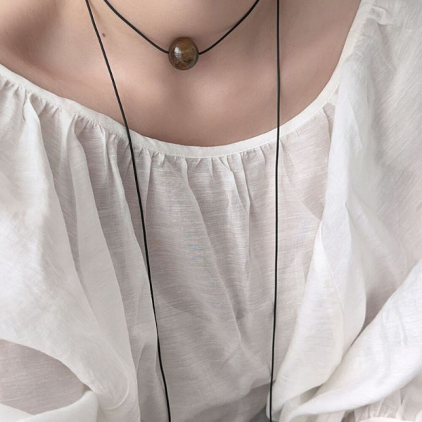 Лаконичный длинный шнурок с подвесом из камня CJH76620