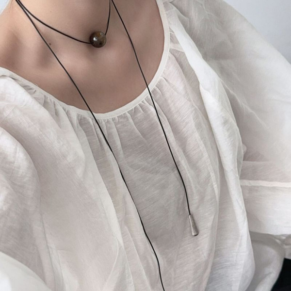 Лаконичный длинный шнурок с подвесом из камня CJH76620