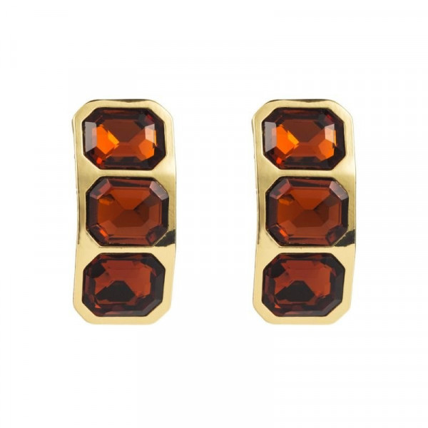 Геометрические серьги-пусеты Трио янтарных кристаллов CJD92702