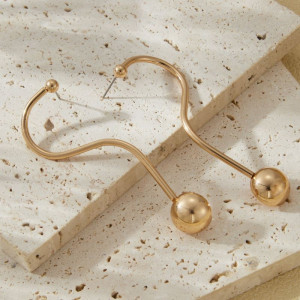 Дизайнерские серьги-пусеты Изогнутые линии с шариками CJG73608