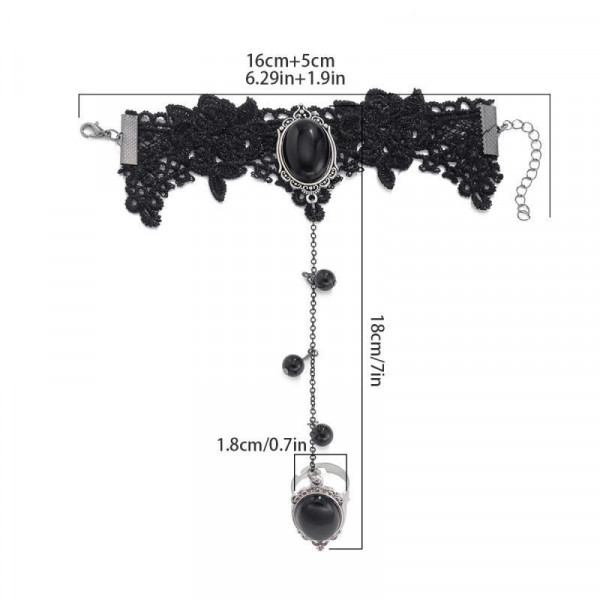 Браслет слейв готическая тайна с черными камнями CJG86591