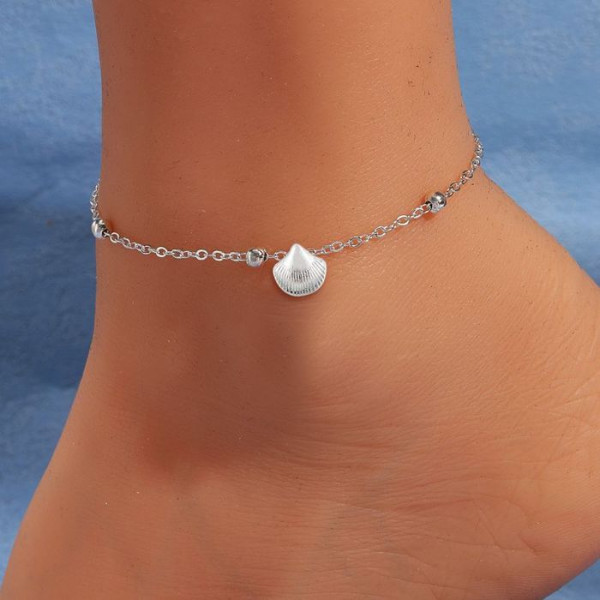 Браслет на ногу тонкая цепь с ракушкой CJM75789