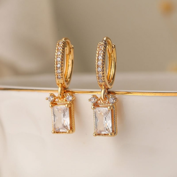 Серьги-кольца с прямоугольными кристаллами N96320