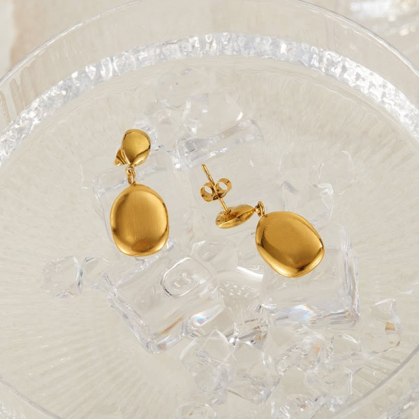 Серьги титановая сталь напыление золотом 1J11678CJJ