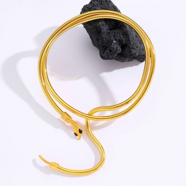 Браслет жесткий спиралевидный в виде змеи CJL92421