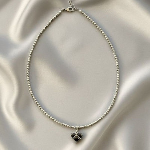 Колье бисер кулон сердце 1J12210CJJ