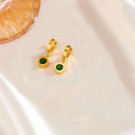 Золотистые серьги-конго с изумрудным камнем CJG69118