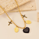 Цепочка с подвесками в форме крестов и монет в готическом стиле CJR89549