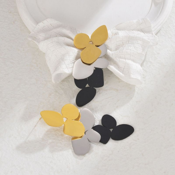 Серьги Висячие Цветы трехцветные каскадные CJL35106