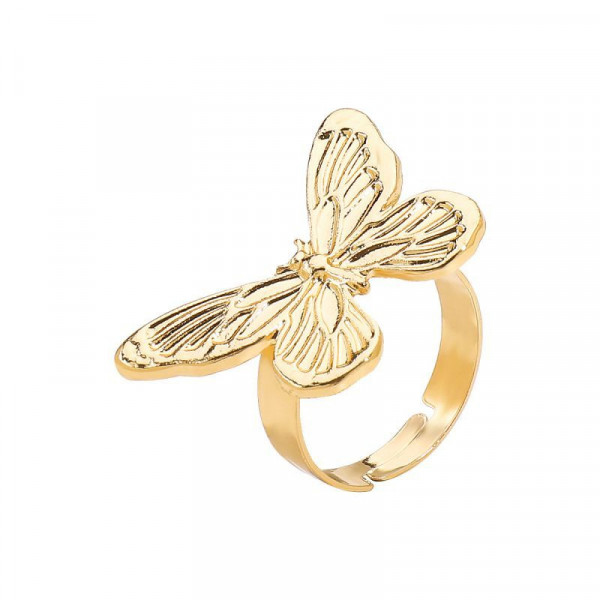 Разомкнутое кольцо в форме бабочки из полированного металла CJH33133