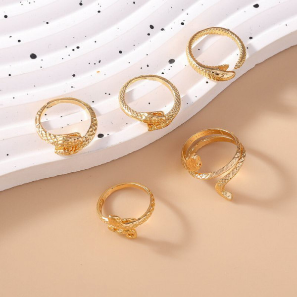 Комплект колец со змеями в золоте CJH74937