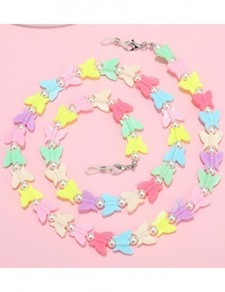 Цепочка для очков из разноцветных акриловых бабочек S06485