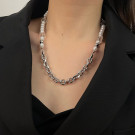 Комбинированное колье из жемчуга и стальных цепей CJH67729