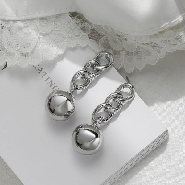 Висячие серьги-цепи со сферами M94695