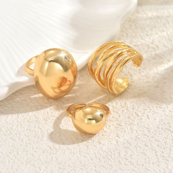 Набор массивных колец с геометрическими гранями CJT17378