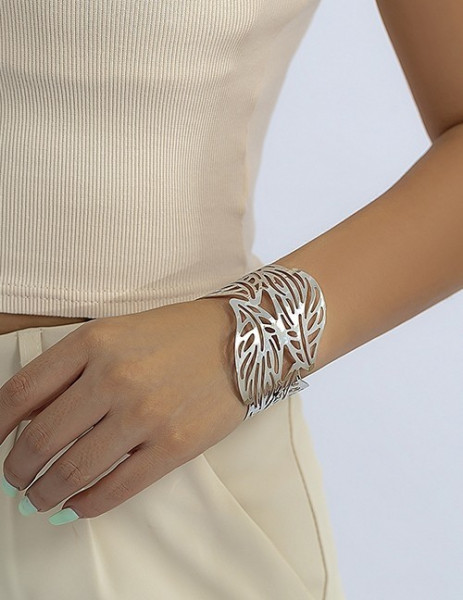 Браслет жесткий широкий сетчатый с филигранью R91965