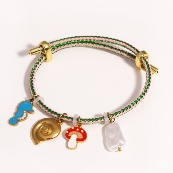 Браслет-нить розовый с фруктовыми подвесками CJR61209