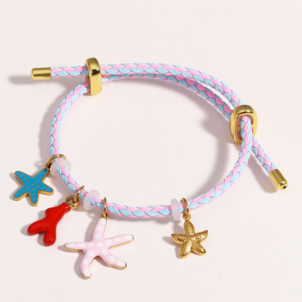 Браслет-нить розовый с фруктовыми подвесками CJR61209