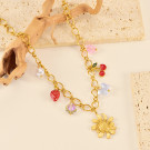 Цепочка с яркими разноцветными подвесками и цветком CJR89550