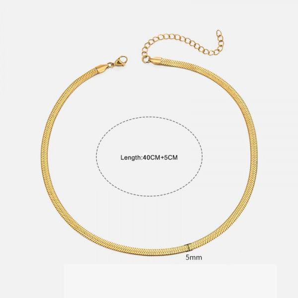 Золотистый чокер-снейк с плоским сечением CJL19485