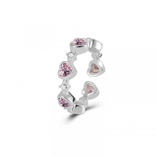 Кольцо открытое медь с напылением платины сердце 1J11923CJJ