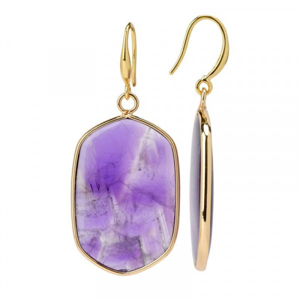 Золотистые серьги-кольца с розовыми перламутровыми дисками CJP83111