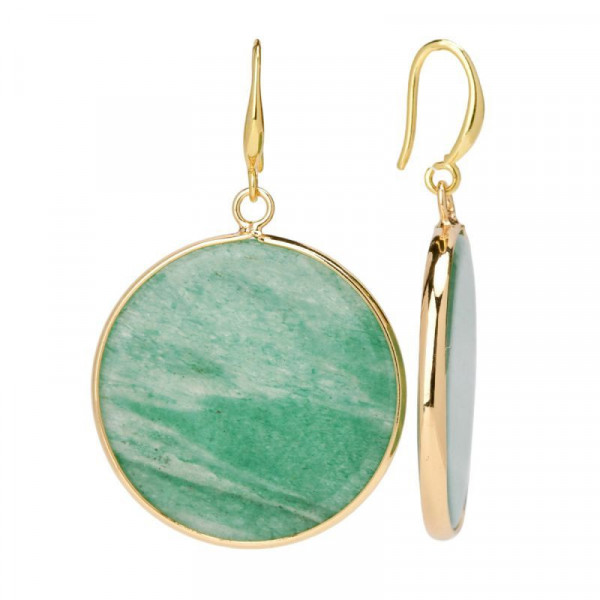 Золотистые серьги-кольца с розовыми перламутровыми дисками CJP83111