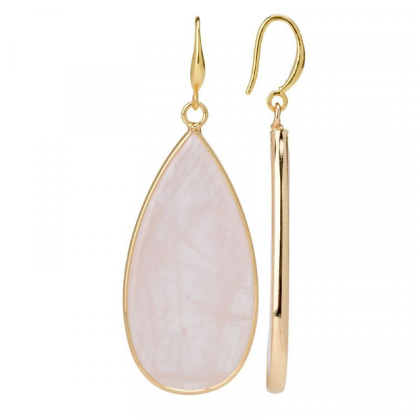 Золотистые серьги-кольца с розовыми перламутровыми дисками CJP83111