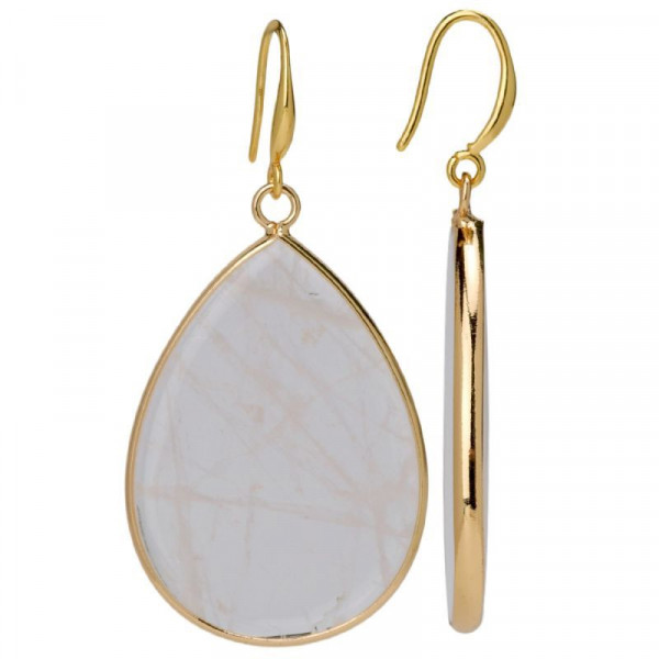 Золотистые серьги-кольца с розовыми перламутровыми дисками CJP83111