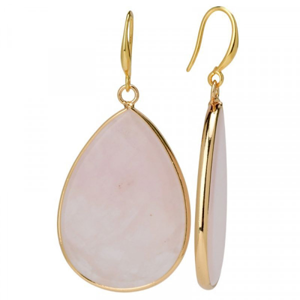 Золотистые серьги-кольца с розовыми перламутровыми дисками CJP83111