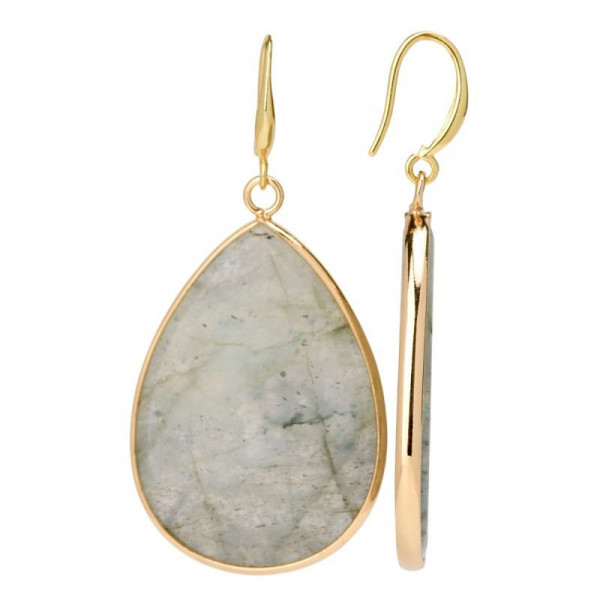 Золотистые серьги-кольца с розовыми перламутровыми дисками CJP83111