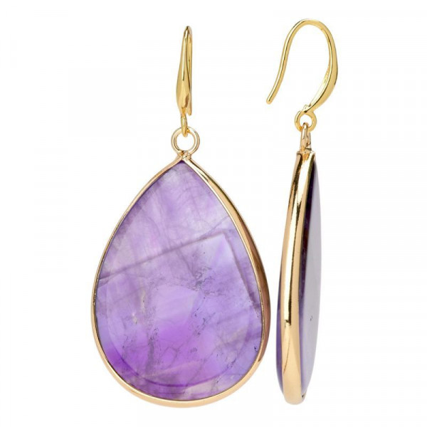 Золотистые серьги-кольца с розовыми перламутровыми дисками CJP83111