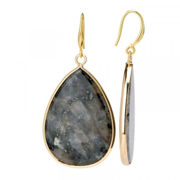 Золотистые серьги-кольца с розовыми перламутровыми дисками CJP83111