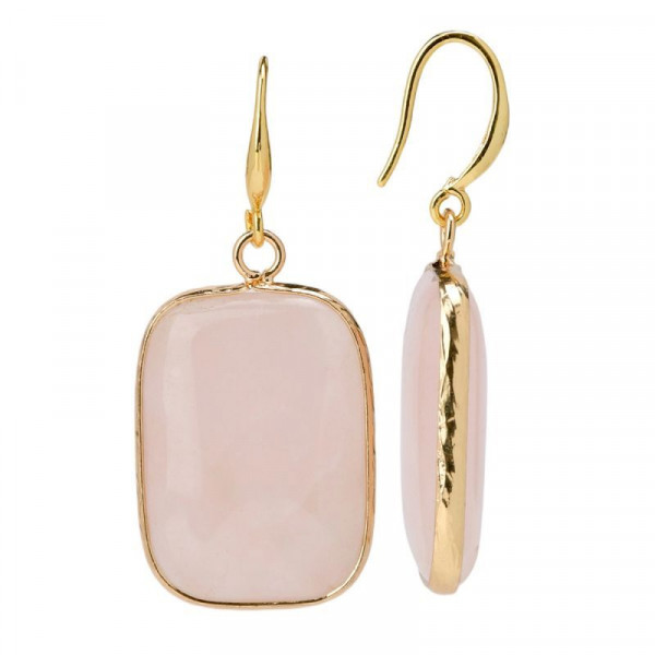 Золотистые серьги-кольца с розовыми перламутровыми дисками CJP83111