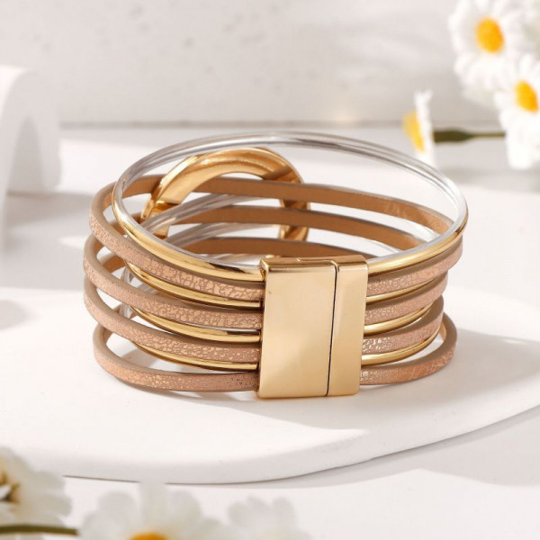 Браслет жесткий многоярусный с центральным кольцом CJT05173