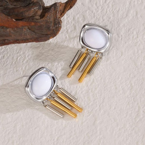 Серьги-пусеты Геометрия с подвесками-цилиндрами CJM35094