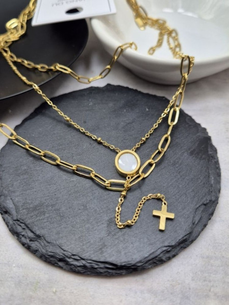 Колье медицинская сталь с напылением золотом J10558CJJ