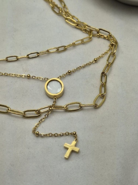 Колье медицинская сталь с напылением золотом J10558CJJ