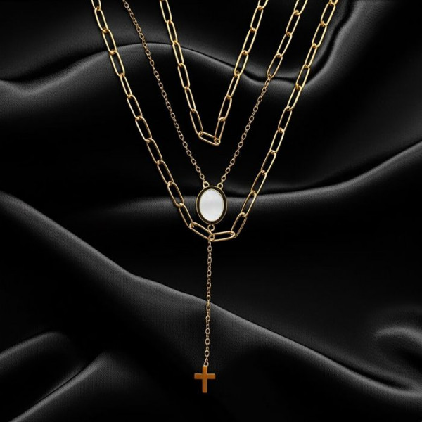 Колье медицинская сталь с напылением золотом J10558CJJ