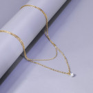 Двойная золотистая цепочка с жемчужиной CJL14419