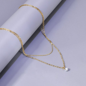 Двойная золотистая цепочка с жемчужиной CJL14419